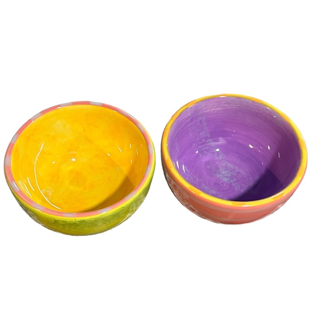 Department 56 Tye-Dye Striped 2 Small Bowls Microwave Safe